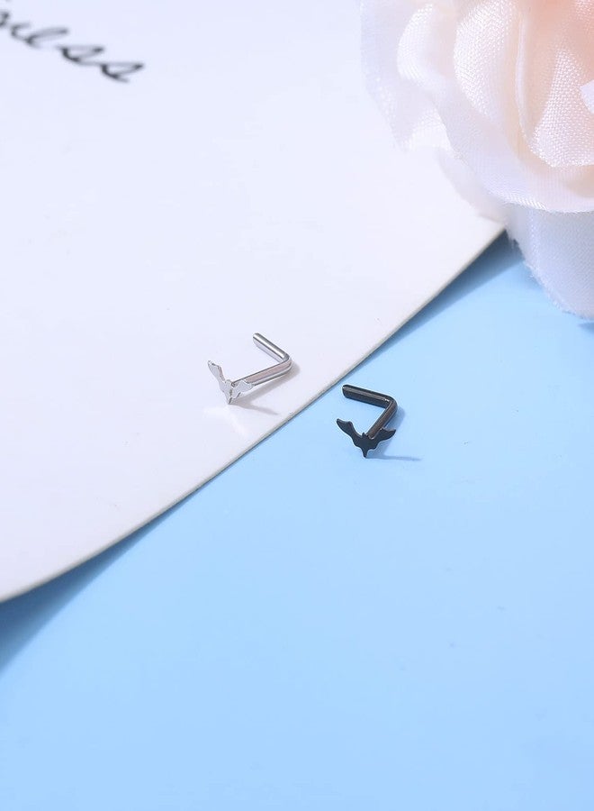 BodyAce Bat Septum Nose Ring Hoops, Surgical Steel Tragus Cartilage Earring Lip Studs, Belly Button Rings Conch Bar Industrial Earrings Labret Jewelry (F:6pcs Nose Studs Rings) - Image 3
